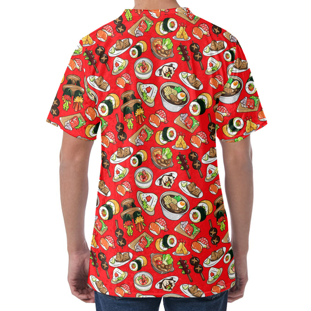 Japanese Food Pattern Print Men's Velvet T-Shirt