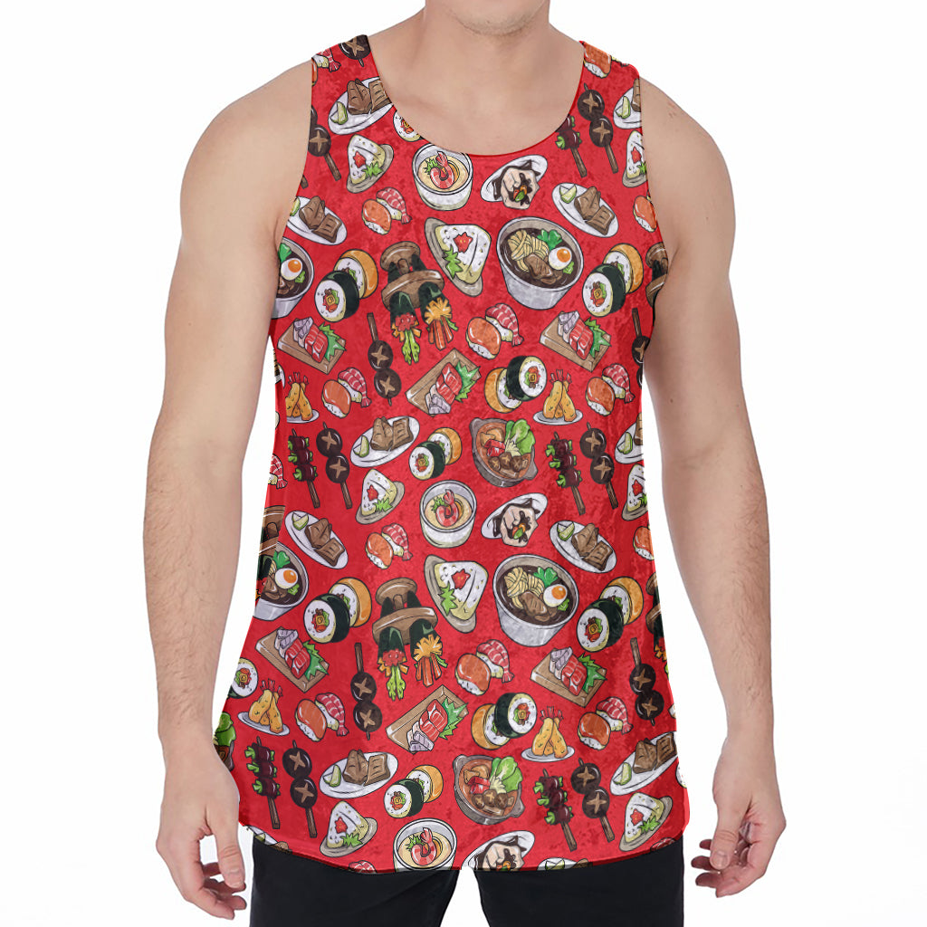 Japanese Food Pattern Print Men's Velvet Tank Top