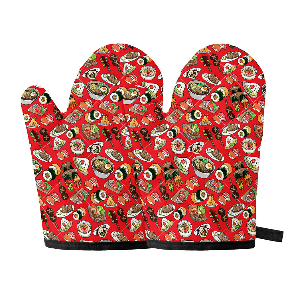 Japanese Food Pattern Print Oven Mitts