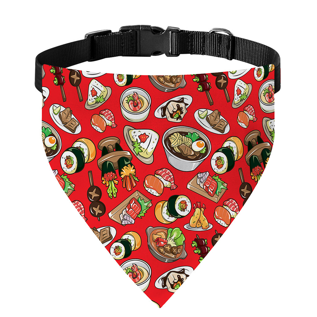 Japanese Food Pattern Print Over The Collar Dog Bandana