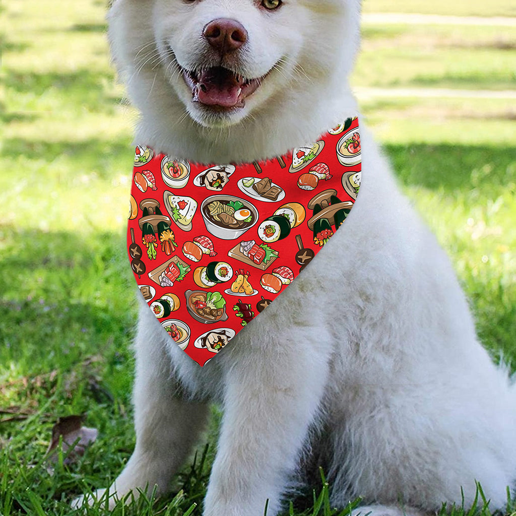 Japanese Food Pattern Print Over The Collar Dog Bandana