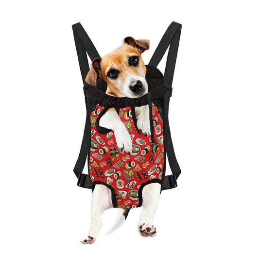 Japanese Food Pattern Print Pet Carrier Backpack