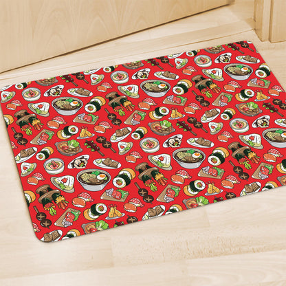 Japanese Food Pattern Print Polyester Doormat