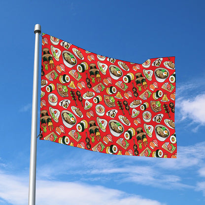 Japanese Food Pattern Print Polyester Flag