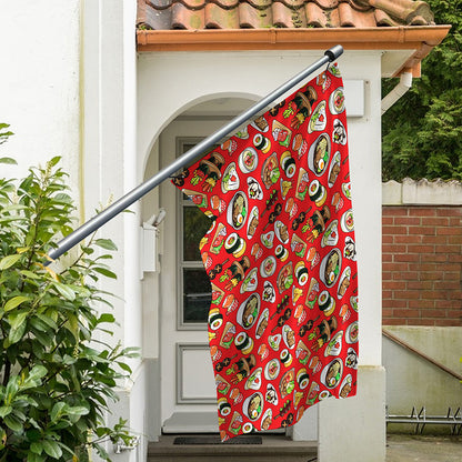 Japanese Food Pattern Print Polyester Flag