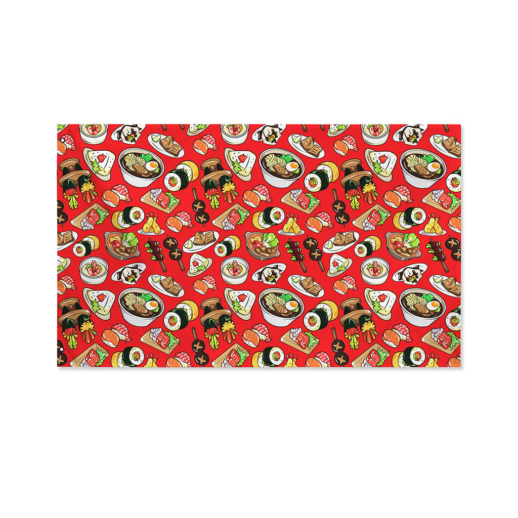Japanese Food Pattern Print Polyester Flag
