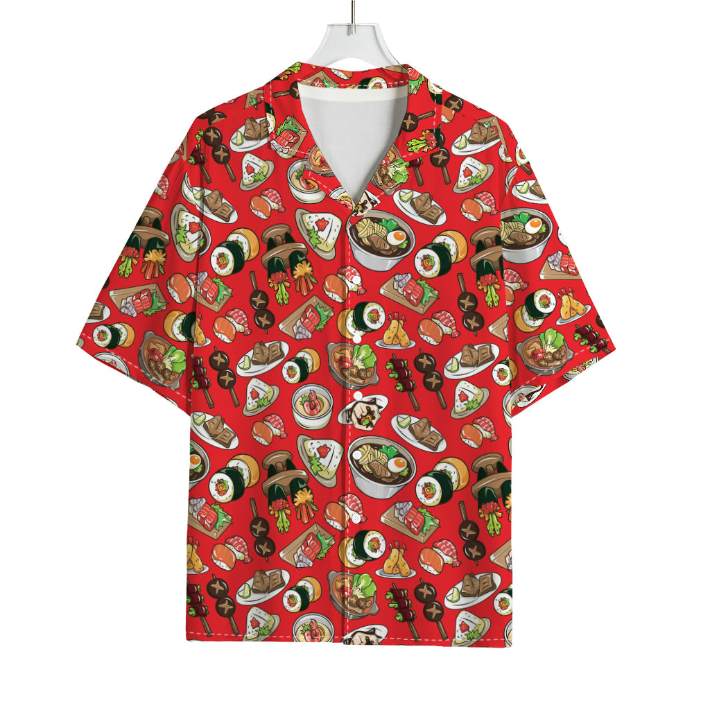 Japanese Food Pattern Print Rayon Hawaiian Shirt