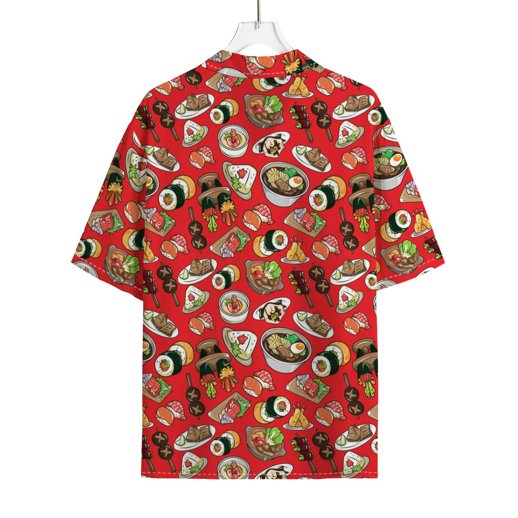 Japanese Food Pattern Print Rayon Hawaiian Shirt