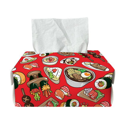 Japanese Food Pattern Print Rectangle Tissue Box Cover