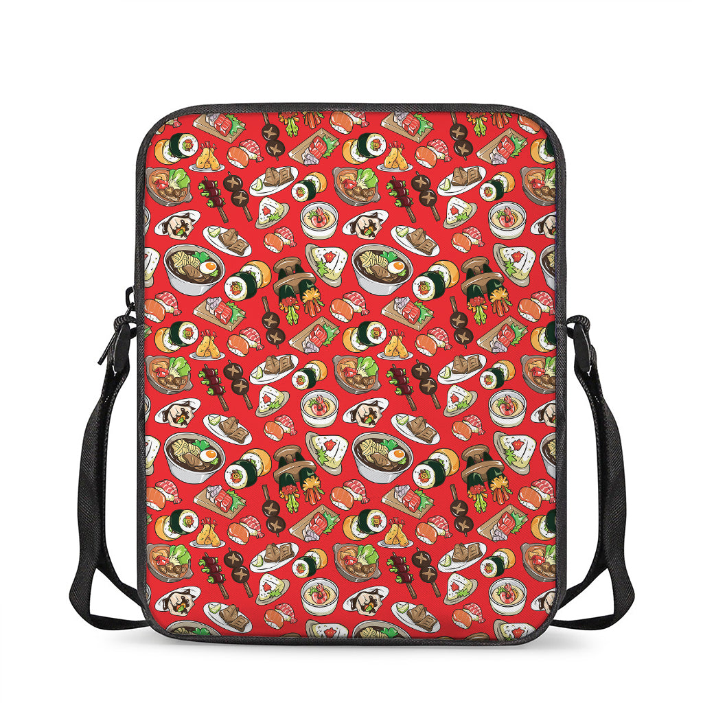 Japanese Food Pattern Print Rectangular Crossbody Bag