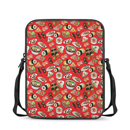 Japanese Food Pattern Print Rectangular Crossbody Bag