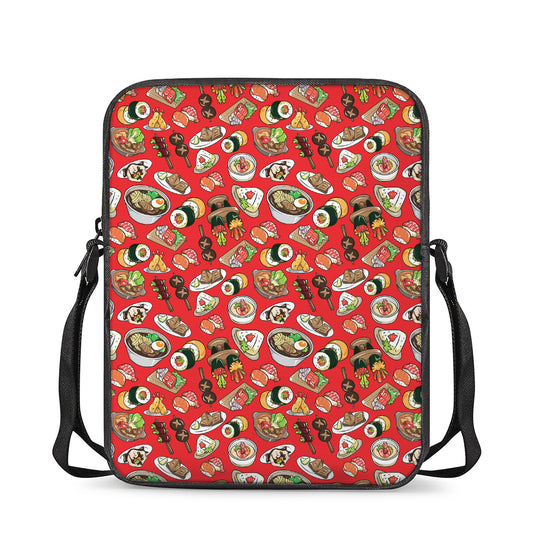Japanese Food Pattern Print Rectangular Crossbody Bag