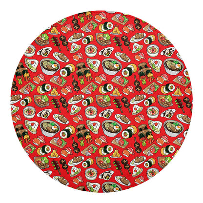 Japanese Food Pattern Print Round Blanket