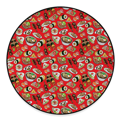Japanese Food Pattern Print Round Floor Mat