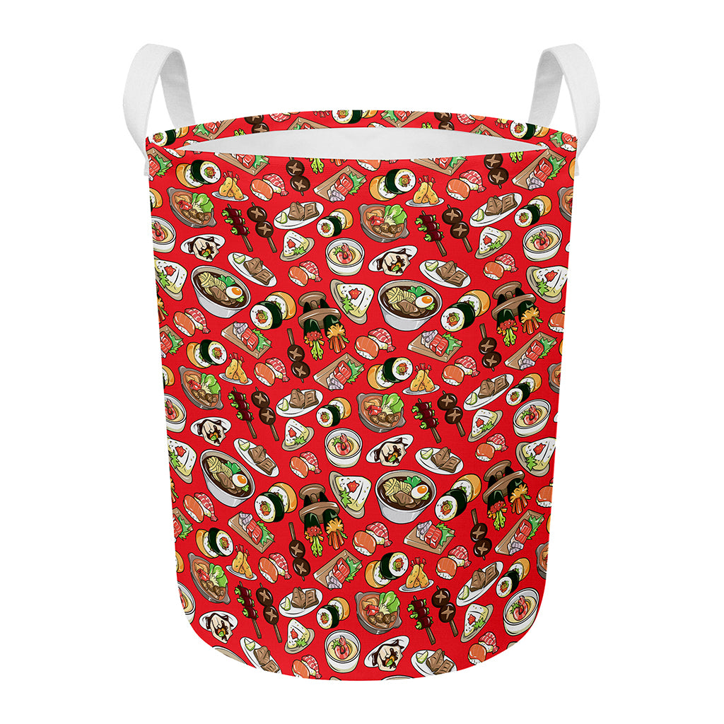Japanese Food Pattern Print Round Laundry Basket