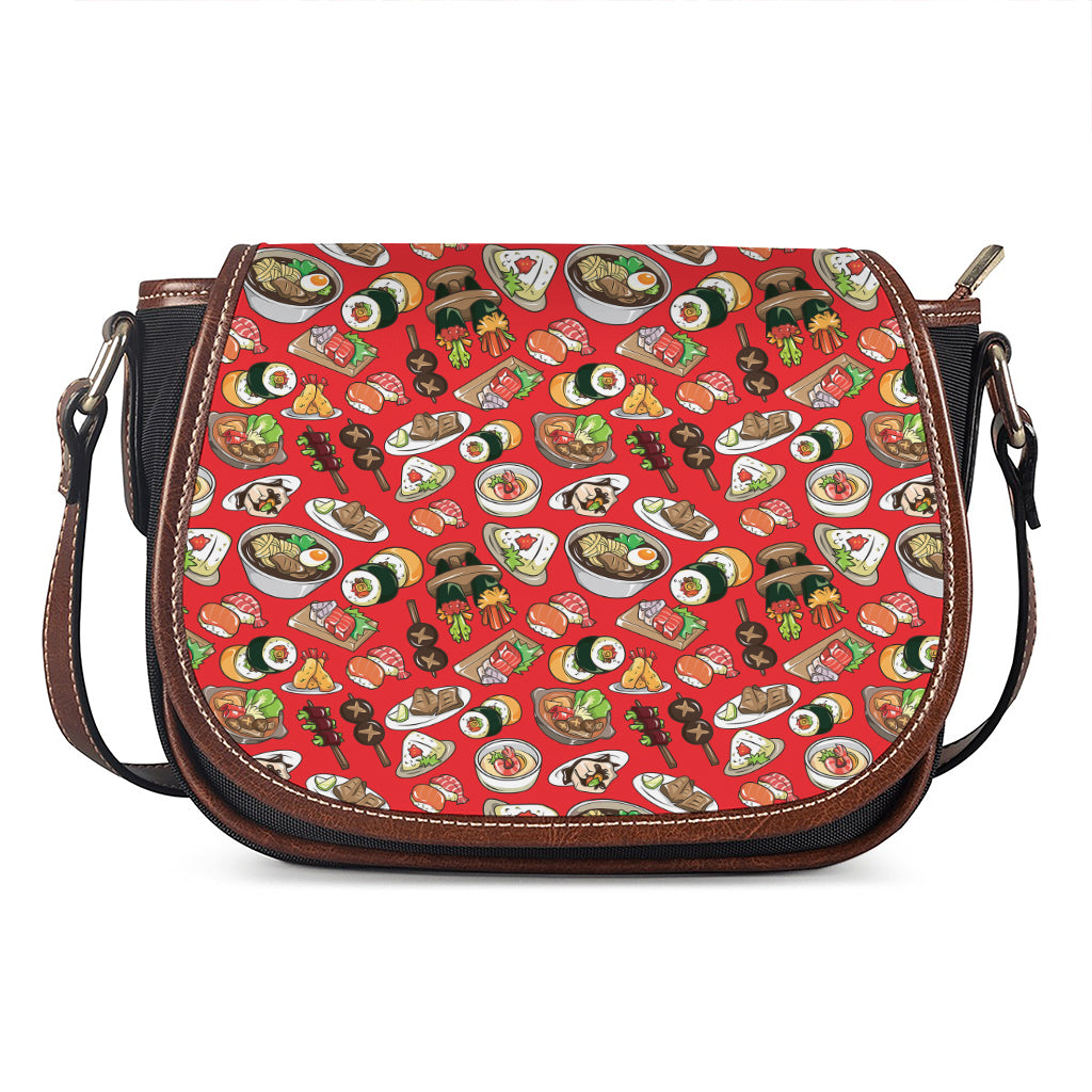 Japanese Food Pattern Print Saddle Bag