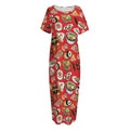 Japanese Food Pattern Print Short Sleeve Long Nightdress