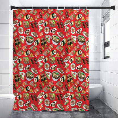 Japanese Food Pattern Print Shower Curtain