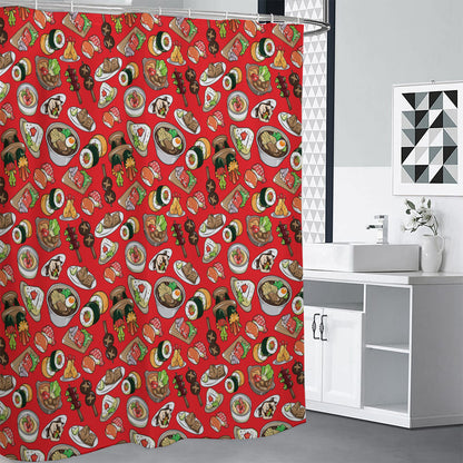 Japanese Food Pattern Print Shower Curtain