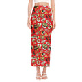 Japanese Food Pattern Print Side Slit Maxi Skirt