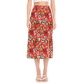 Japanese Food Pattern Print Side Slit Midi Skirt