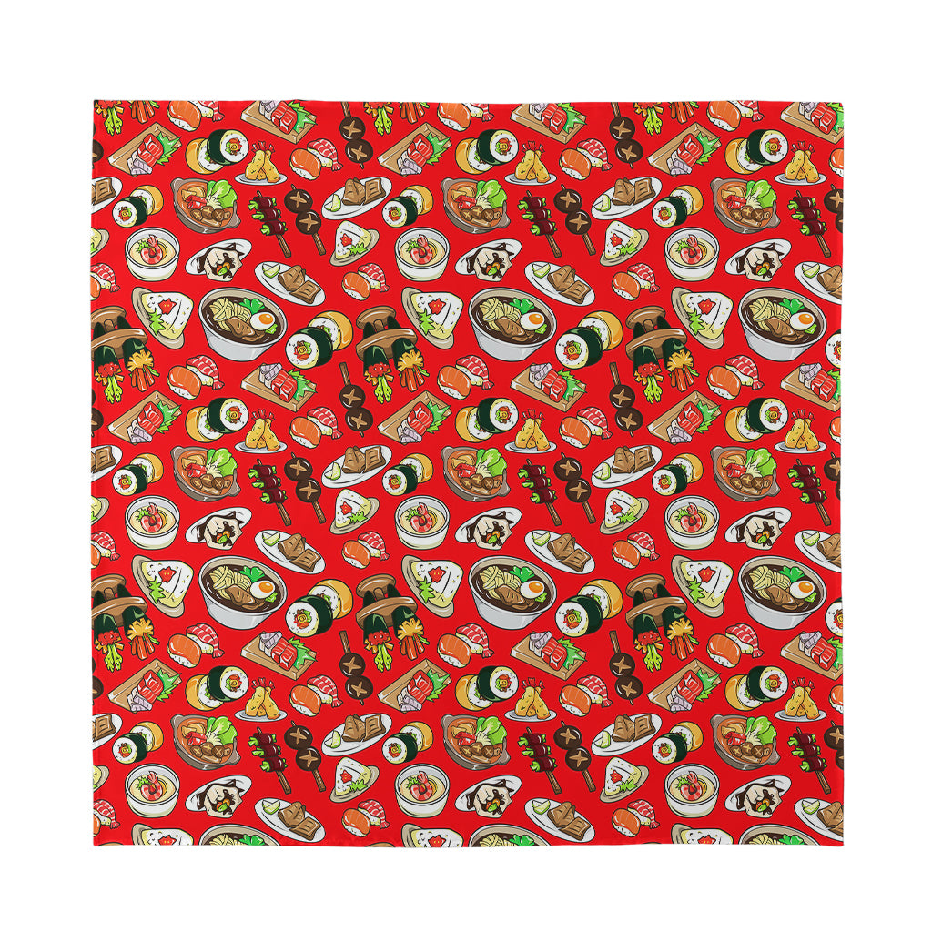 Japanese Food Pattern Print Silk Bandana