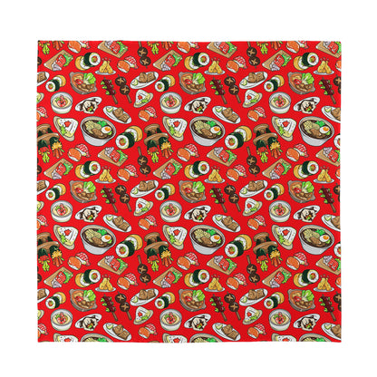 Japanese Food Pattern Print Silk Bandana
