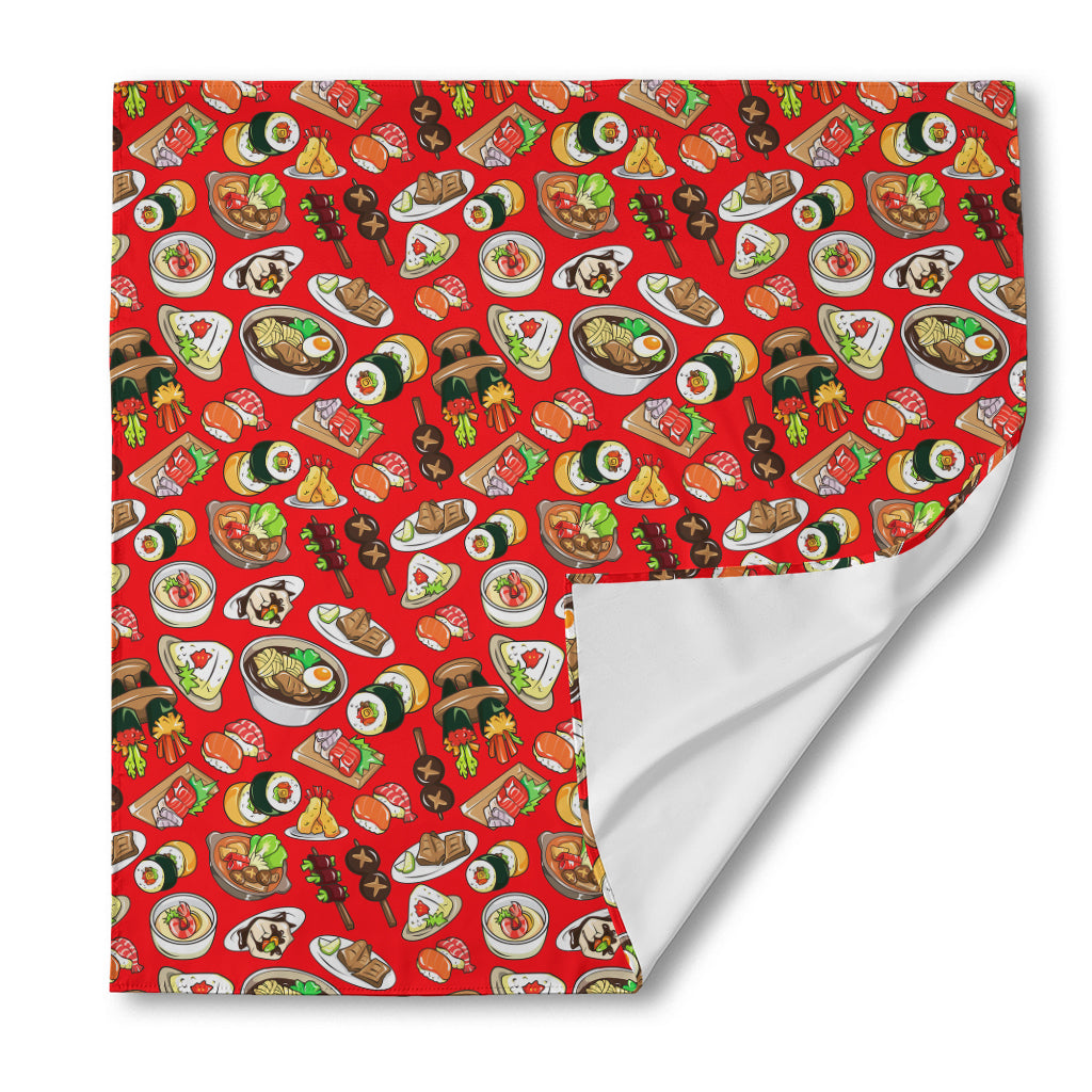 Japanese Food Pattern Print Silk Bandana