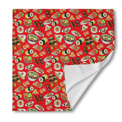 Japanese Food Pattern Print Silk Bandana