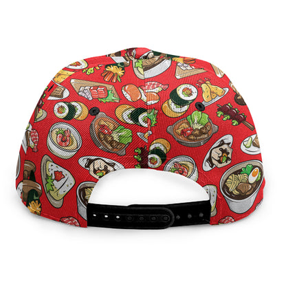 Japanese Food Pattern Print Snapback Cap
