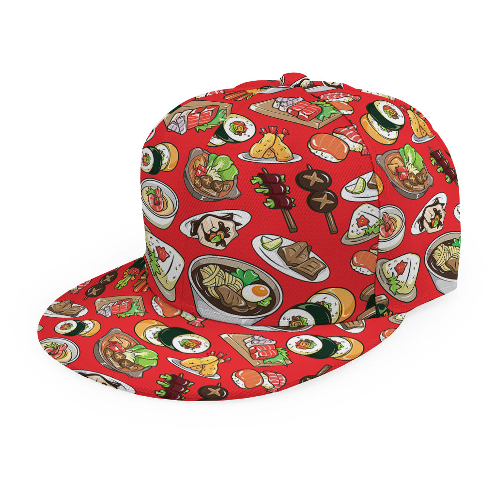 Japanese Food Pattern Print Snapback Cap