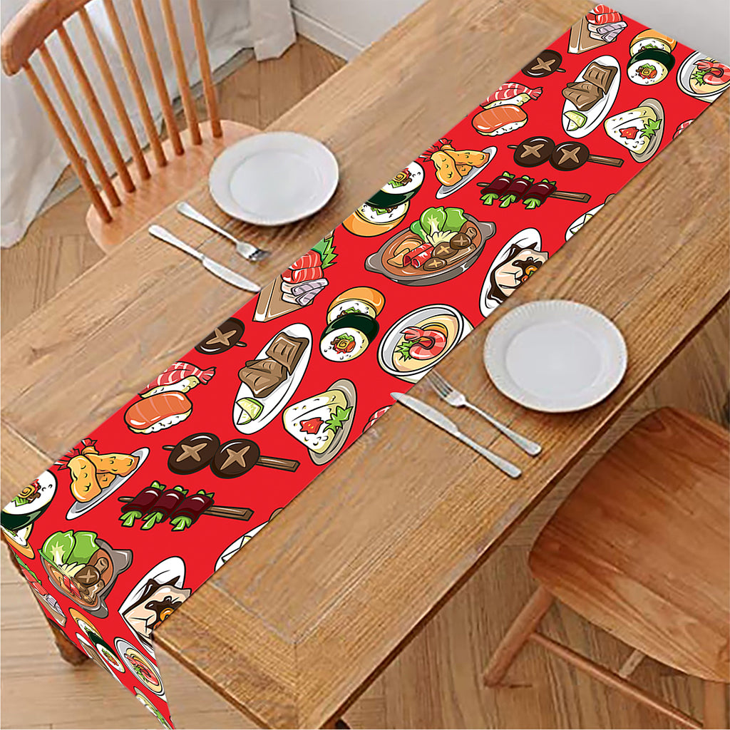 Japanese Food Pattern Print Table Runner