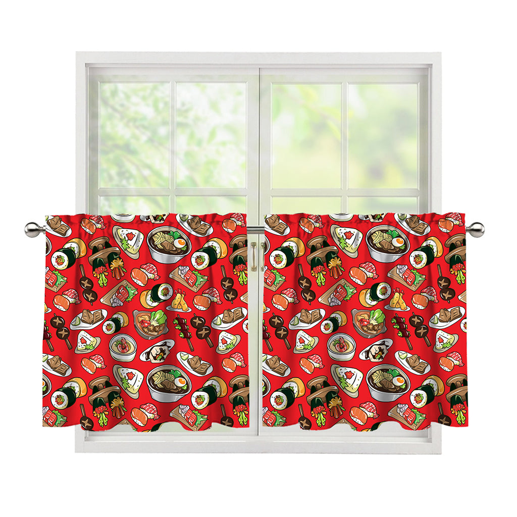 Japanese Food Pattern Print Tier Curtains