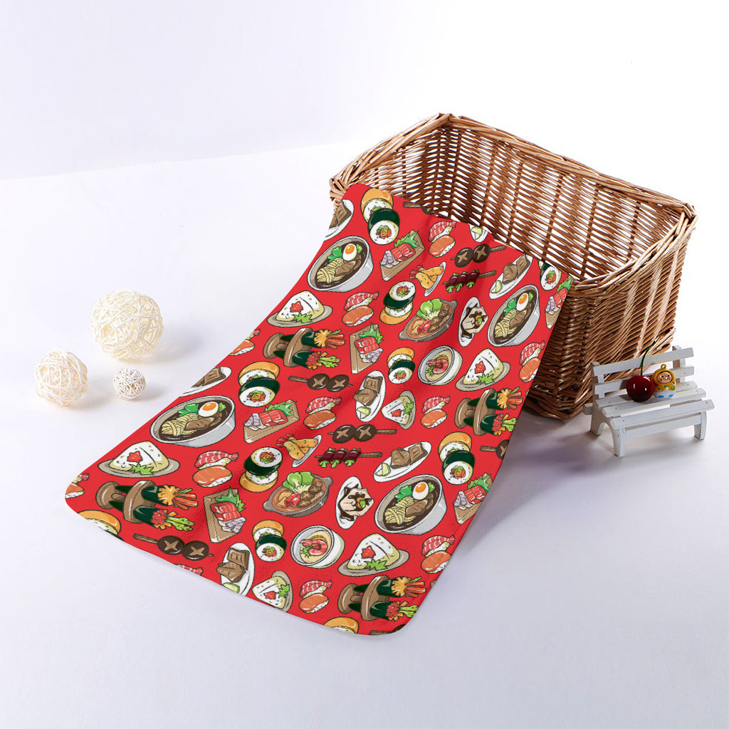 Japanese Food Pattern Print Towel