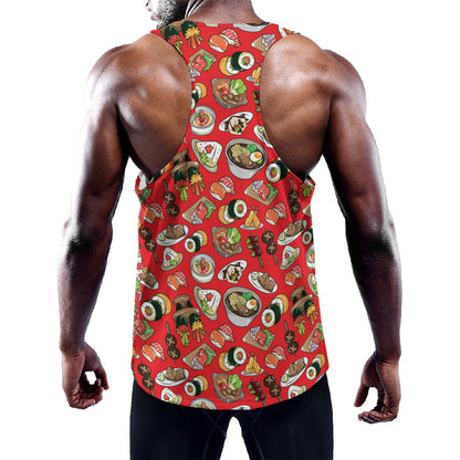 Japanese Food Pattern Print Training Tank Top