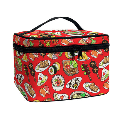 Japanese Food Pattern Print Travel Makeup Bag
