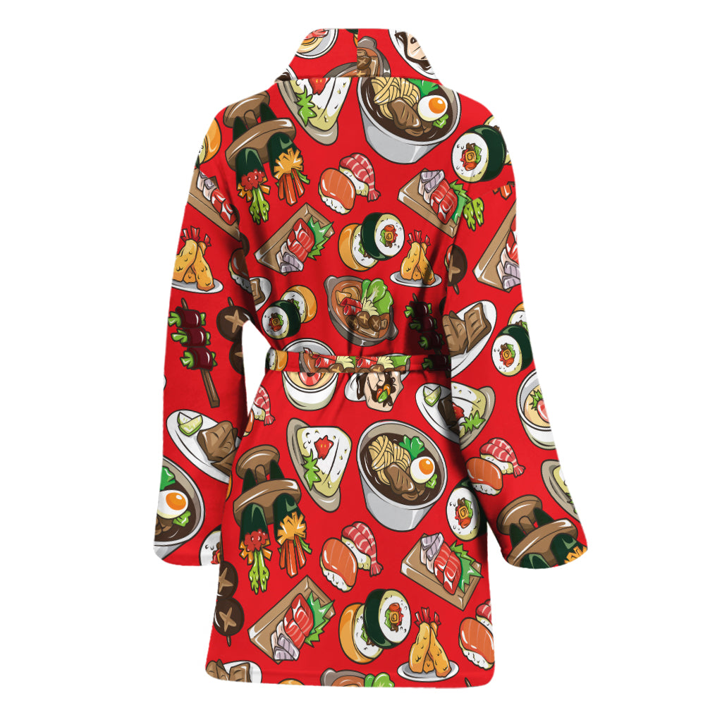 Japanese Food Pattern Print Women's Bathrobe