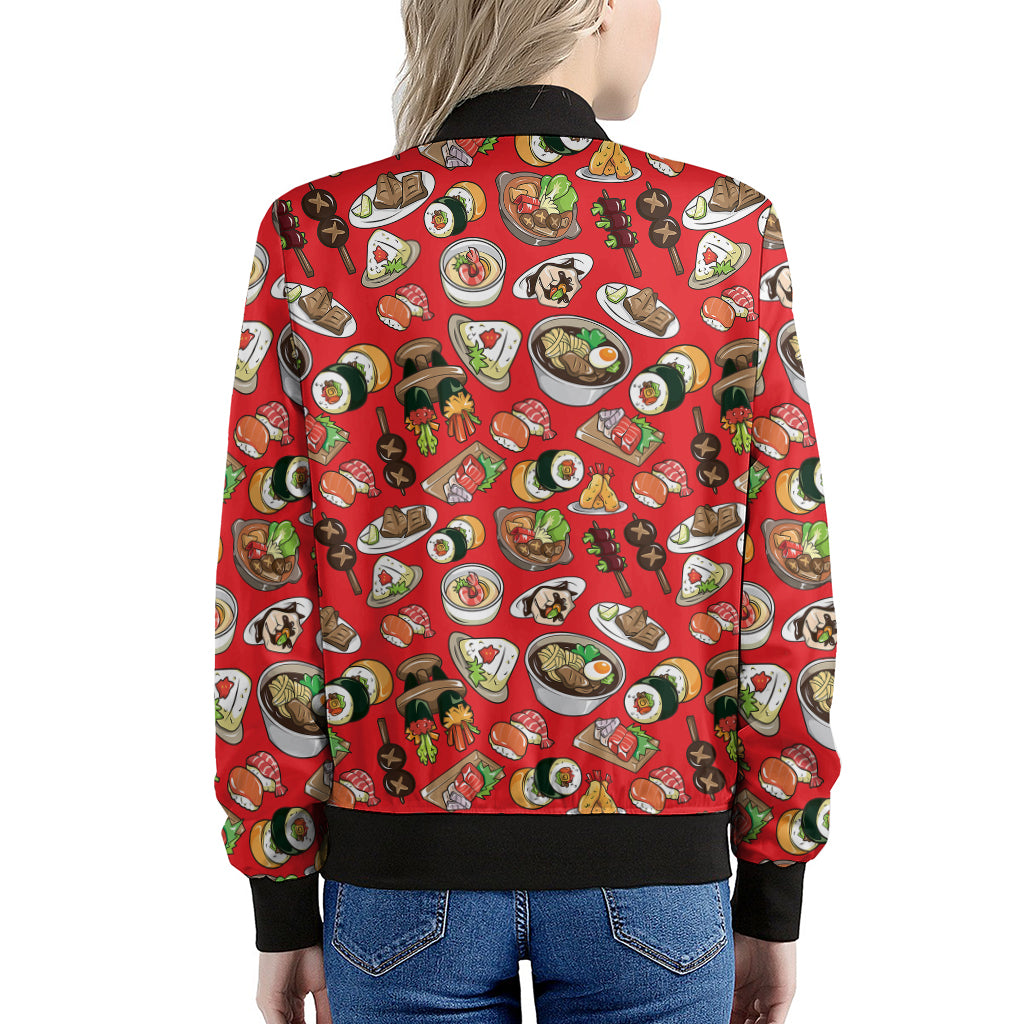Japanese Food Pattern Print Women's Bomber Jacket