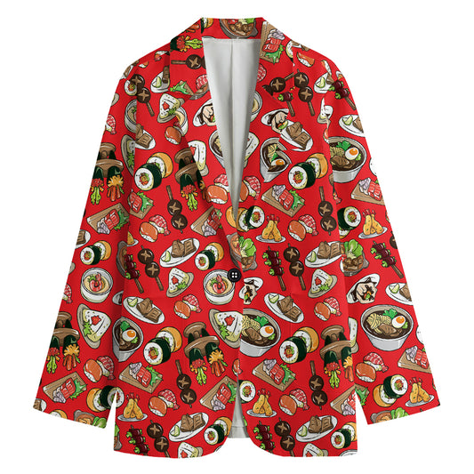 Japanese Food Pattern Print Women's Cotton Blazer