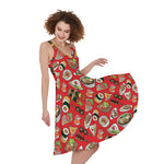 Japanese Food Pattern Print Women's Sleeveless Dress