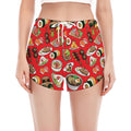Japanese Food Pattern Print Women's Split Running Shorts