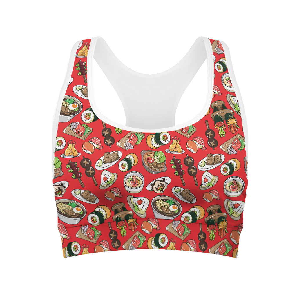 Japanese Food Pattern Print Women's Sports Bra