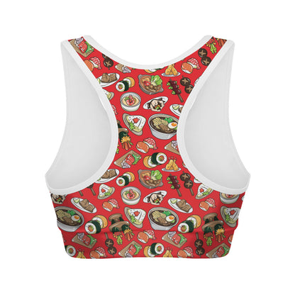 Japanese Food Pattern Print Women's Sports Bra
