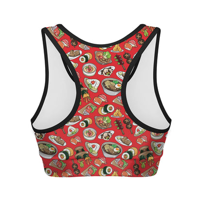 Japanese Food Pattern Print Women's Sports Bra