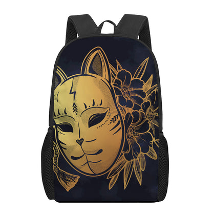Japanese Fox Mask Print 17 Inch Backpack