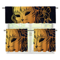 Japanese Fox Mask Print 3 Piece Kitchen Curtains