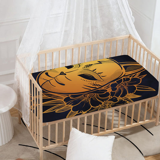 Japanese Fox Mask Print Baby Crib Sheet