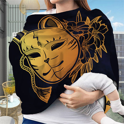 Japanese Fox Mask Print Baby Seat Cover