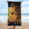 Japanese Fox Mask Print Beach Towel