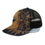 Japanese Fox Mask Print Black Mesh Trucker Cap